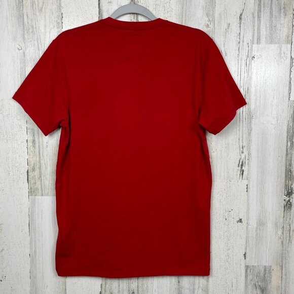 Abercrombie & Fitch logo tee raised lettering applique preppy red size Medium - Picture 6 of 7